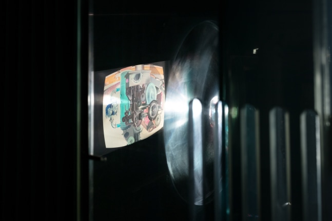 Installation view of Alex Hubbard paintings and film installation exhibition