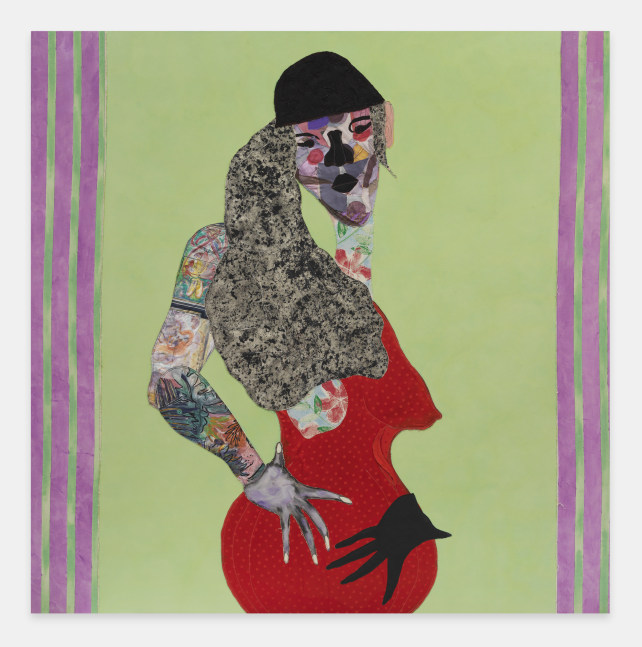 The Observer

2025

Acrylic paint, Fabric, silk, beads, thread, and painted canvas on canvas

244 x 244 x 4 cm / 96 x 96 x 1 1/2 in

&amp;copy; Tschabalala Self