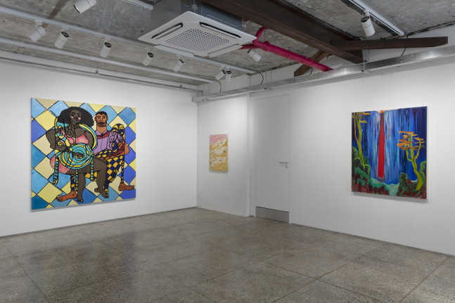 Installation view, Jean-Marie Appriou, Martin Boyce, Austin Eddy, Amy Feldman, Louisa Gagliardi, Matthew Angelo Harrison, Shara Hughes, Wyatt Kahn, Sofia Mitsola, Chemu Ng&amp;rsquo;Ok, Tobias Pils, Tschabalala Self, Sue Williams, Galerie Eva Presenhuber, Taxa, Seoul, 2023
&amp;copy; the artists
Courtesy the artists and Galerie Eva Presenhuber, Zurich / Vienna
Photo: Sebastiano Pellion di Persano