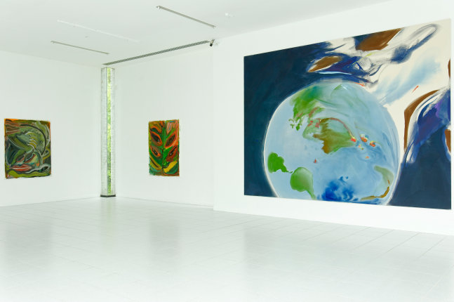 Installation view of paintings by Josh Smith and Sophie von Hellermann