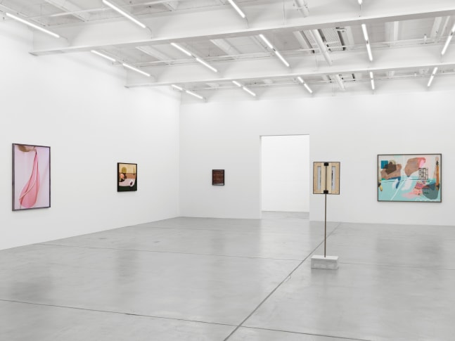 Installation view of Lucas Blalock photography and sculpture exhibition