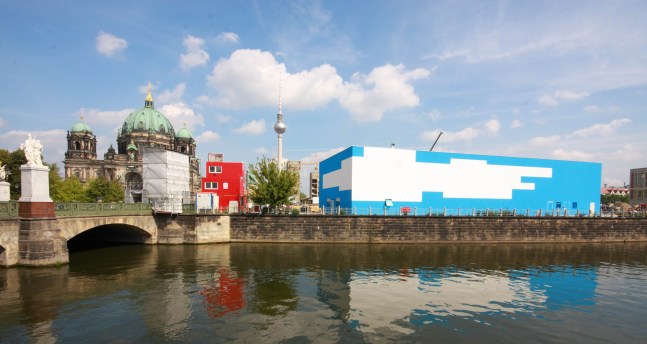 Installation view of wall work by Gerwald Rockenschaub