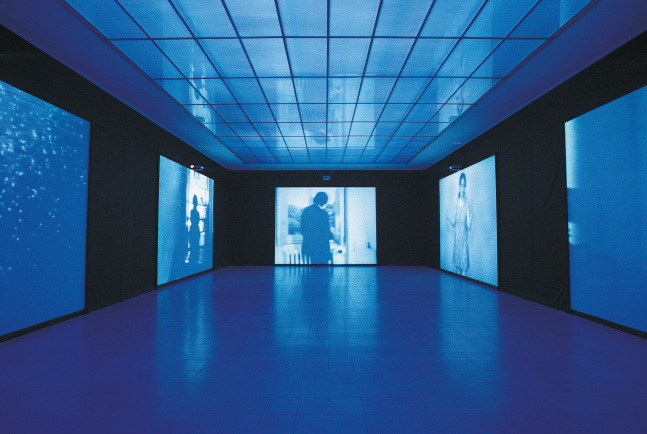 Installation view of video work by Ugo Rondinone