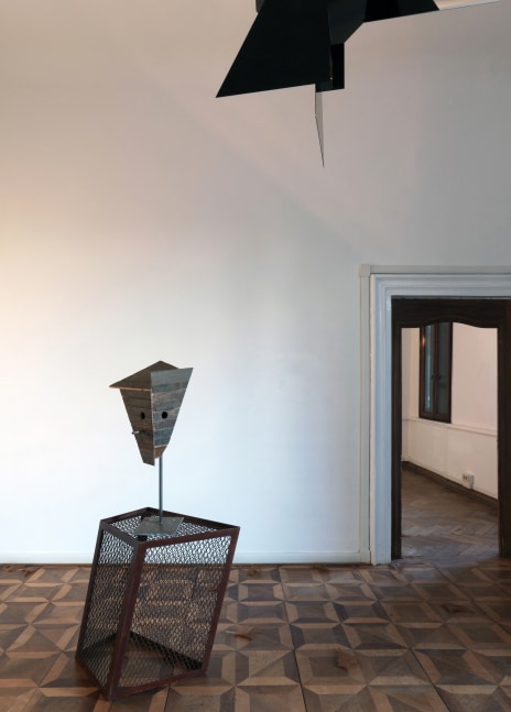 Installation view of sculptures by Martin Boyce