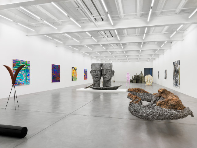 Installation view of group painting and sculpture exhibition