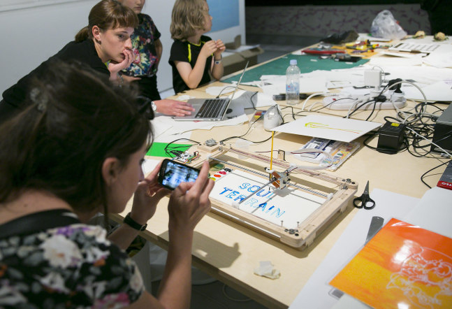 Installation view of living art installation by Doug Aitken
