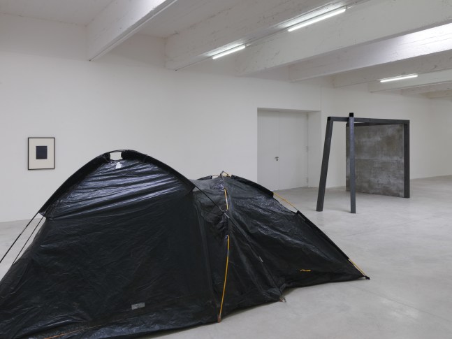 Installation view of sculptures by Oscar Tuazon