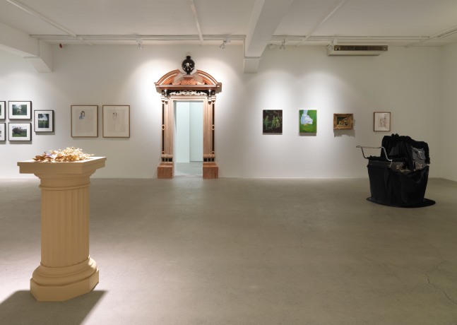 Installation view of Karen Kilimnik painting, photography, and installation exhibition