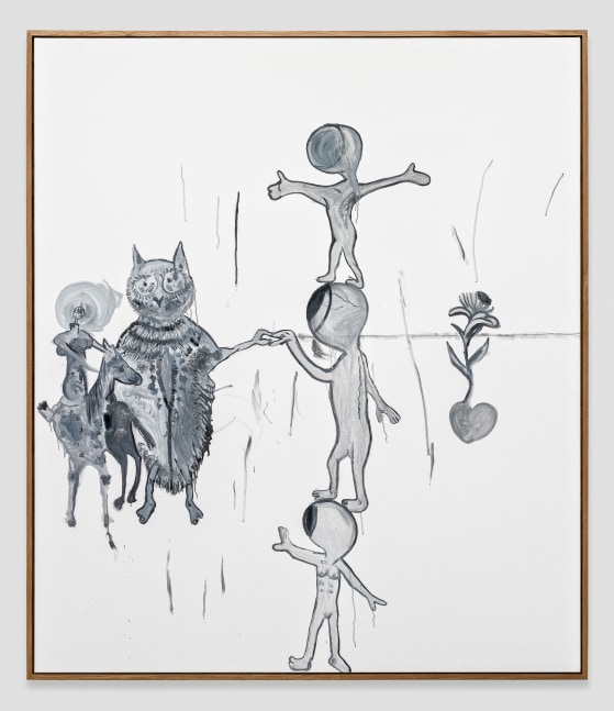 Grey, white, black painting by Tobias Pils, Inheritance 2020 Oil on canvas 236 x 203.5 cm / 92 7/8 x 80 1/8 in