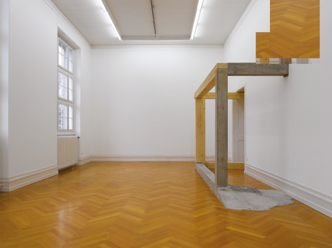 Installation view of sculpture by Oscar Tuazon