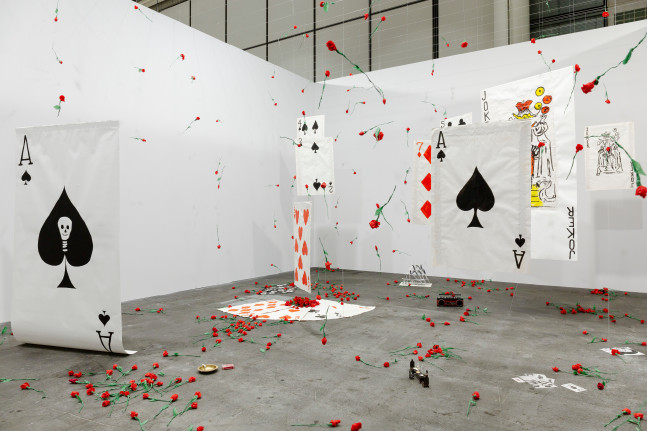 Installation view, Karen Kilimnik, The Joker Episode of The Avengers, Art Basel Unlimited, Basel, 2024