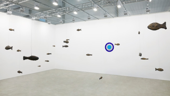 Installation view of sculptures by Ugo Rondinone