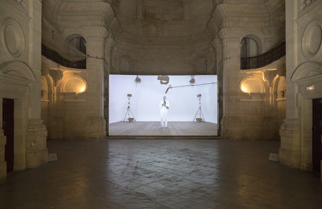 Installation view of video work by Ugo Rondinone