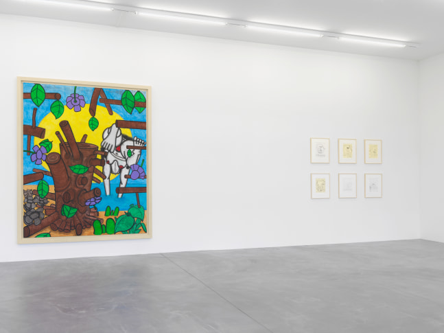 Installation view of Carroll Dunham painting and drawing exhibition