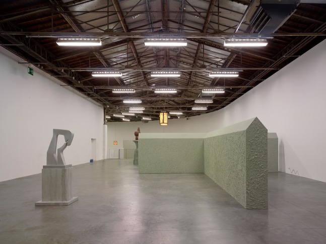 Installation view of sculptures by Valentin Carron