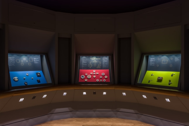 installation view of paintings by Sofia Mitsola