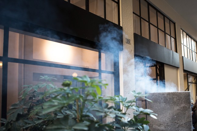 Installation view of sculpture by Oscar Tuazon