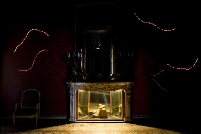 Installation view of sculptures by Peter Fischli and David Weiss