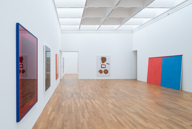 Installation view of paintings by Joe Bradley