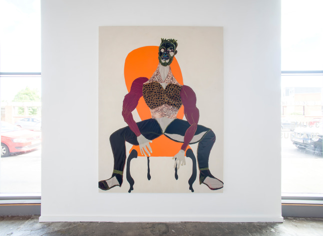 Installation view of painting by Tschabalala Self