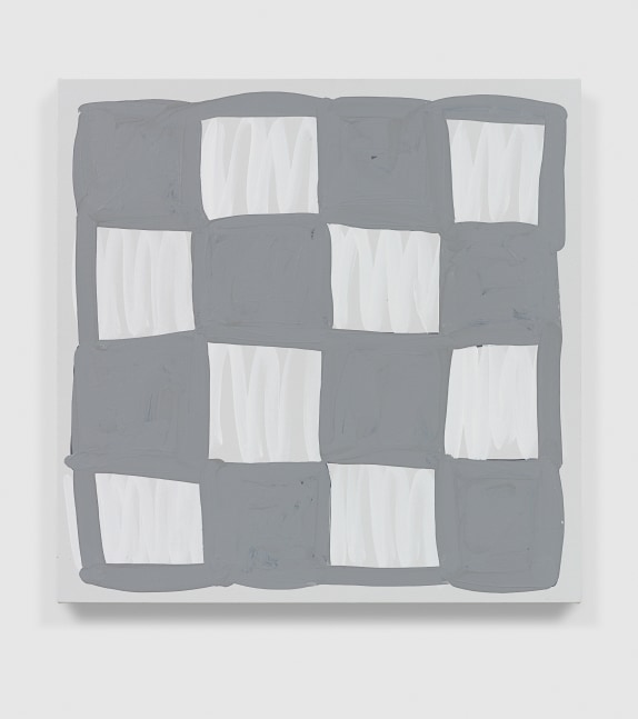 Greyscale painting of forms by Amy Feldman