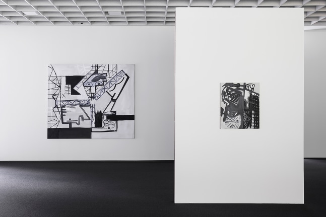 Installation view of paintings ans drawings by Tobias Pils