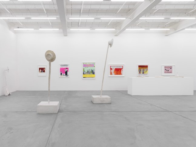Installation view of Franz West sculptures and prints exhibition