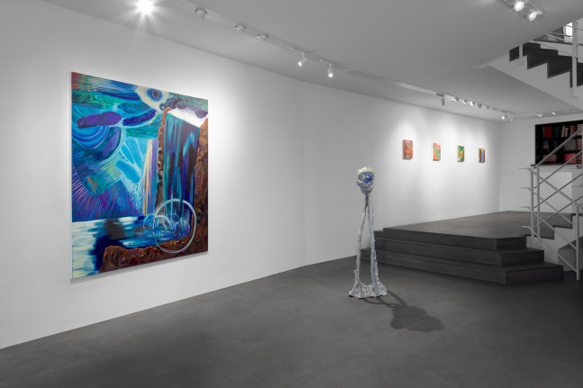 Installation view, Jean-Marie Appriou, Sam Falls, Shara Hughes, Galerie 75 Faubourg, Paris, 2021