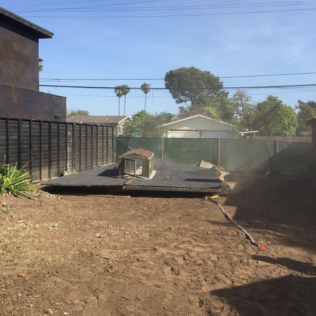 Installation view of sculpture by Oscar Tuazon