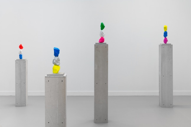 Installation view of sculptures by Ugo Rondinone