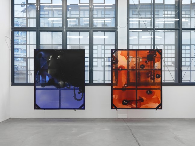 Installation view of Alex Hubbard urethane paintings exhibition