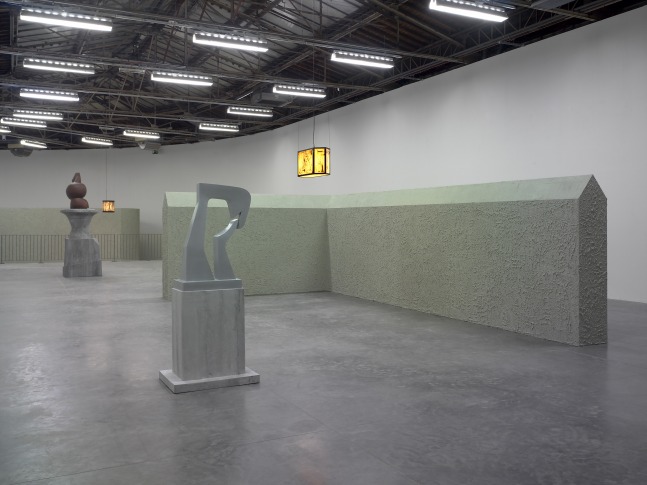 Installation view of sculptures by Valentin Carron