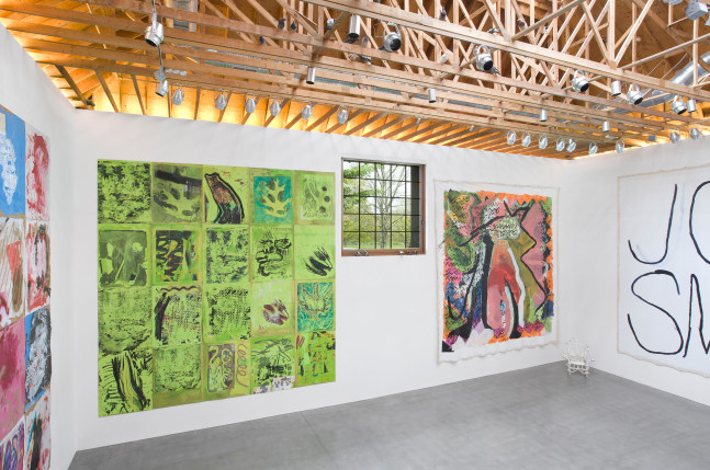 Installation view of paintings by Josh Smith