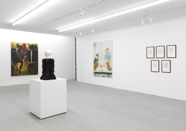 Installation view of group painting, sculpture, photography, and drawing exhibition