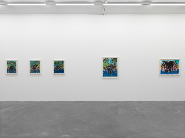 Installation view of Carroll Dunham monotypes exhibition