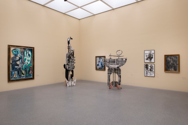 Installation view of paintings by Tobias Pils and works by other artists