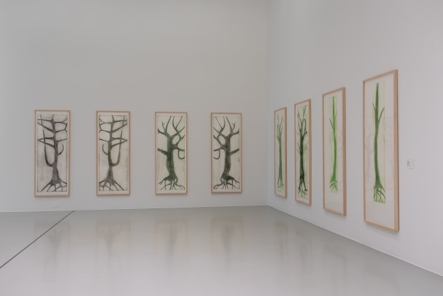 Installation view of paintings by Albert Oehlen and Carroll Dunham