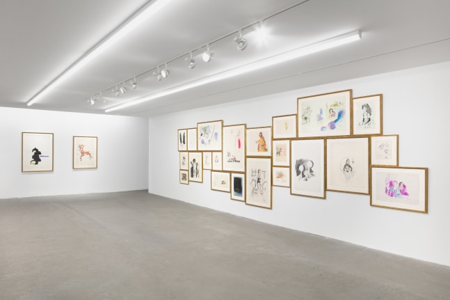 installation views of drawings by Karen Kilimnik