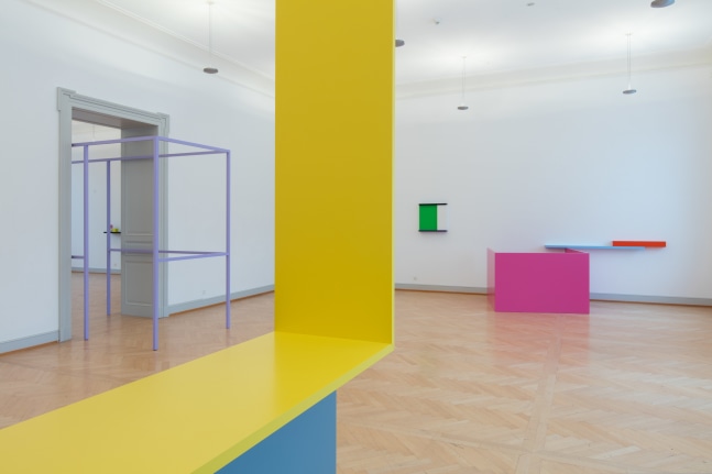 Installation view of wall works by Gerwald Rockenschaub