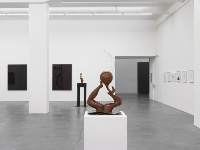 Installation view of paintings and sculptures group exhibition