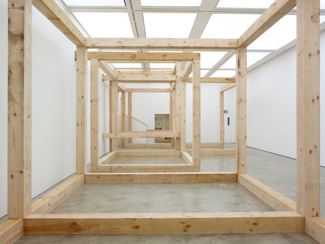 Installation view of sculpture by Oscar Tuazon