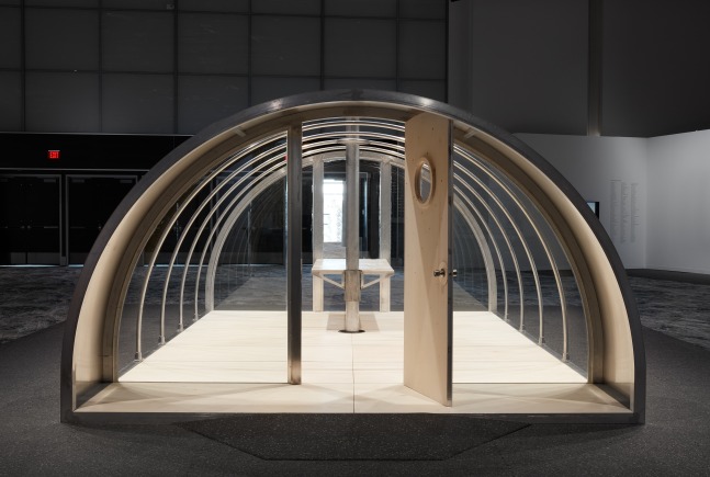 Installation view, Oscar Tuazon, Quonset Tent, Meridians, Art Basel Miami Beach, 2019