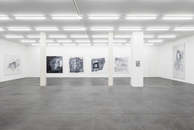 Installation view of Tobias Pils paintings and works on paper exhibition