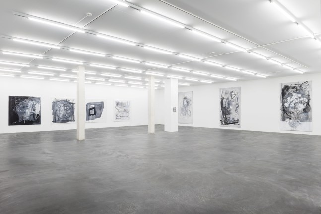 Installation view of Tobias Pils paintings and works on paper exhibition