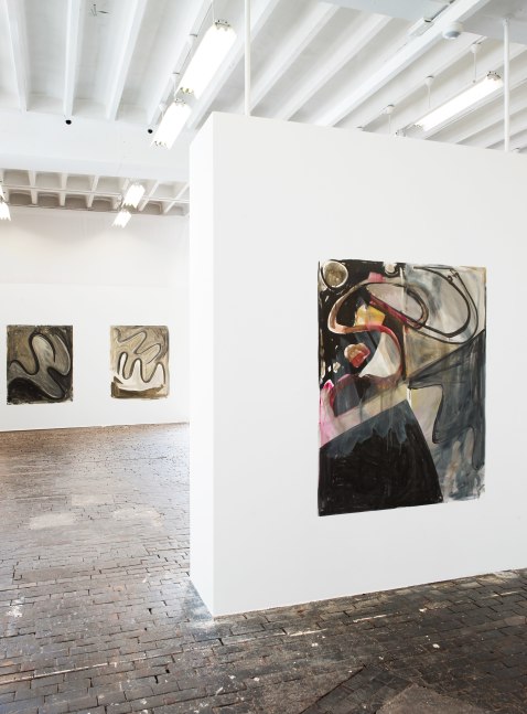 Installation view of paintings by Josh Smith