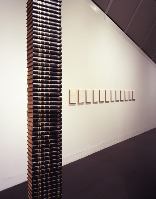 Installation view of paintings by Tim Rollins and K.O.S.