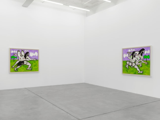Installation view of Carroll Dunham painting exhibition