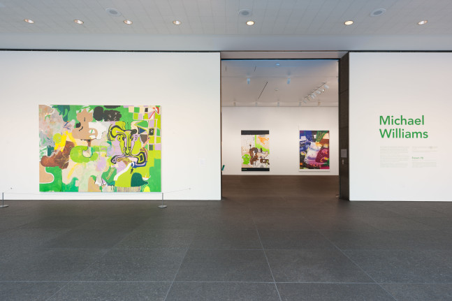 Installation view of paintings by Michael Williams