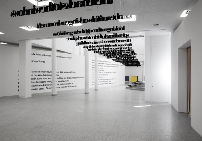 Installation view of sculptures by Liam Gillick