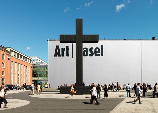 Installation view of sculpture by Valentin Carron